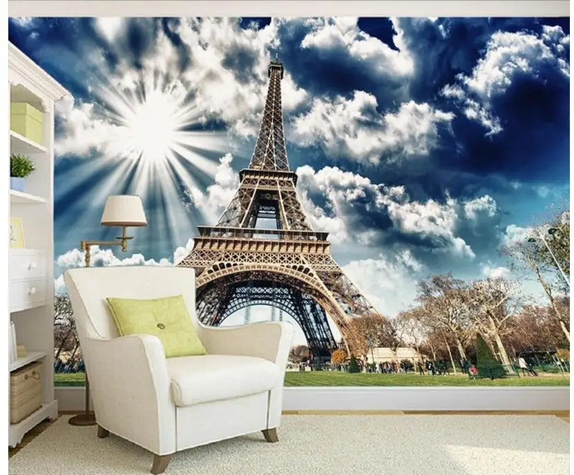 

3d wallpaper for room Sunny Eiffel Tower decoration painting mural 3d wallpaper 3d ceiling murals wallpaper