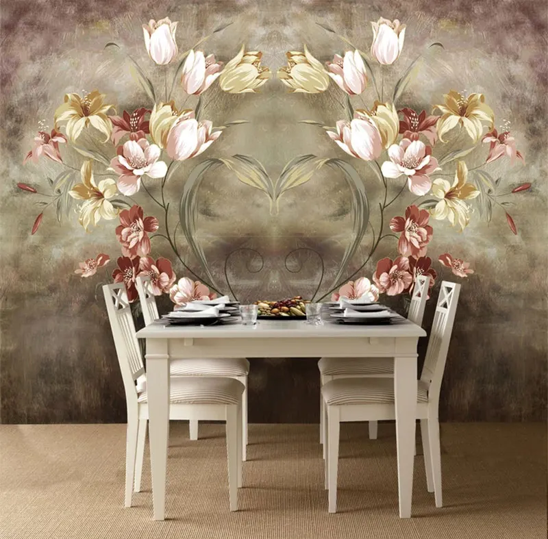 

3D Mural Wallpaper Oil Painting Depicting flowers 3D Wallpaper Home Decor Living Room Wall Covering 3D Wallpaper