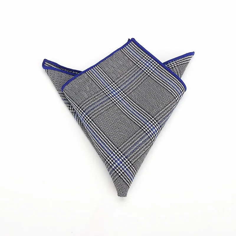 Brand New Men Handkerchief Plaid Solid Pattern Hanky Business Casual Pocket Square for Men Chest Towel Wedding Hankies Red Blue