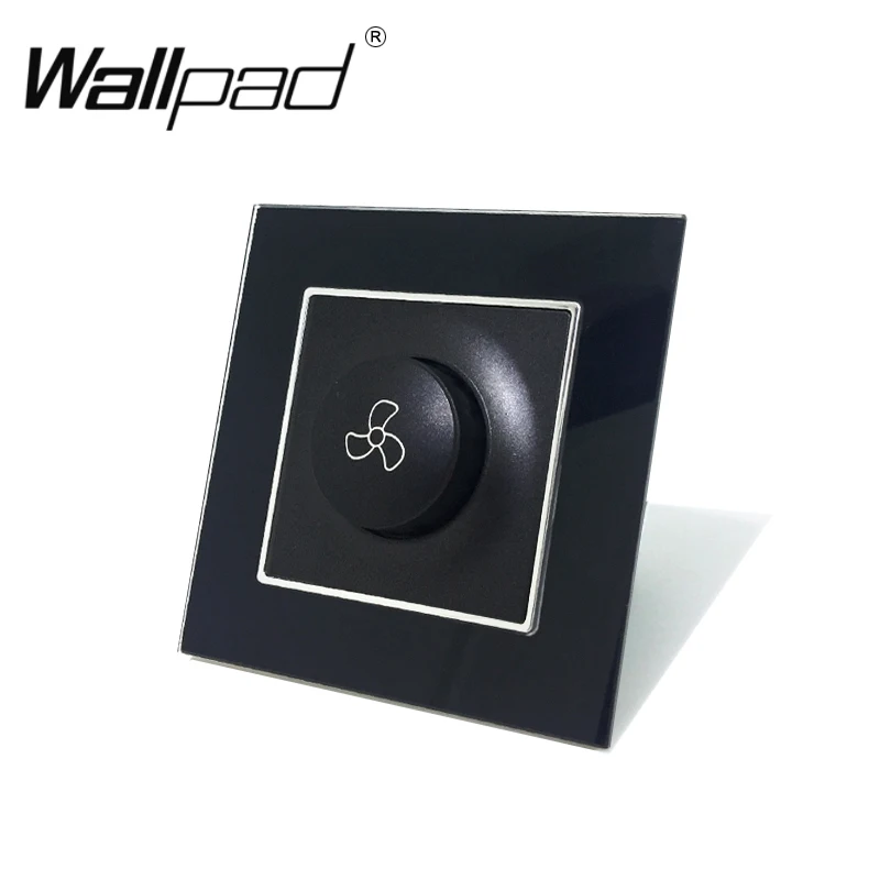 EU Fan Speed Control Switch Wallpad 110-250v Black Crystal Glass European Electric Rotary Fan Controller 600W Switch with Claws