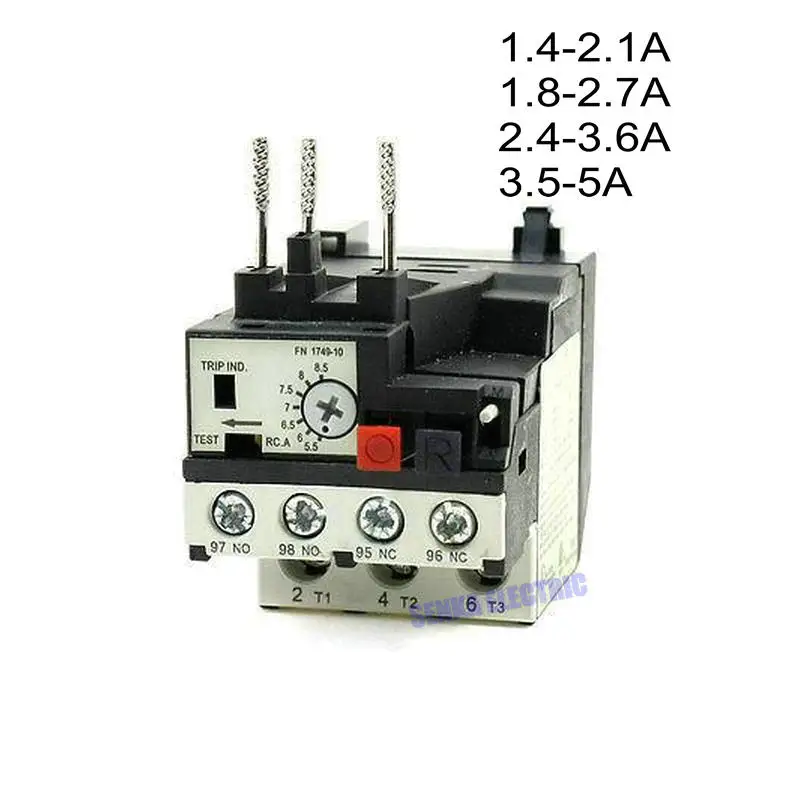 Motor Protector Three Phase 3P 2.1A,2.7A,3.6A,5A Thermal Overload Relay RHN-10K