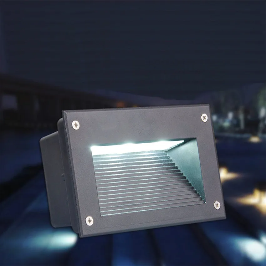 Aluminum Embedded Staircase Corner Lamp, Recessed Wall Lamp, Outdoor LED Footlights, Waterproof