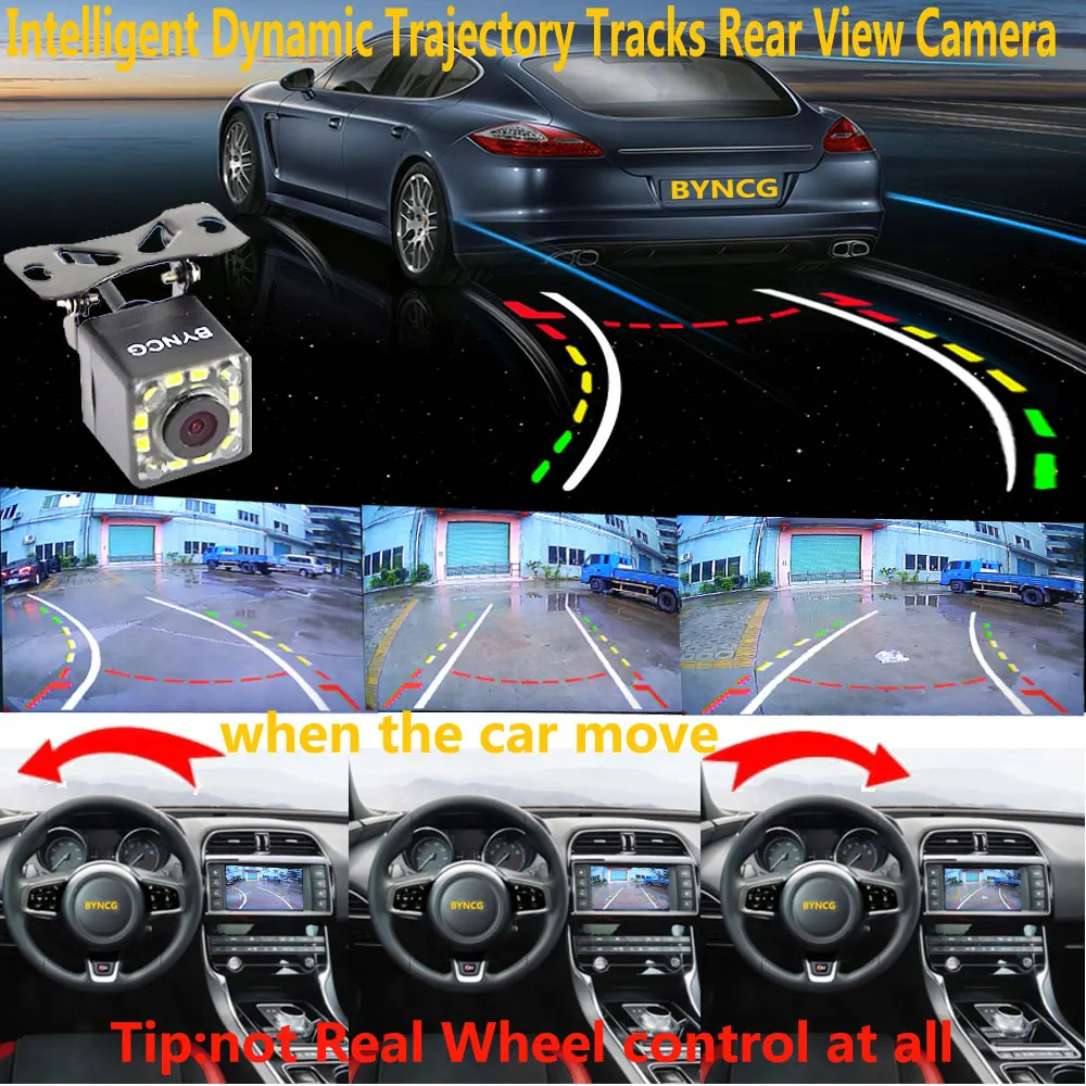 Intelligent Dynamic Trajectory Car Rear View Camera 12 LED Night Vision Reversing Auto Parking Monitor CCD Waterproof  HD Video