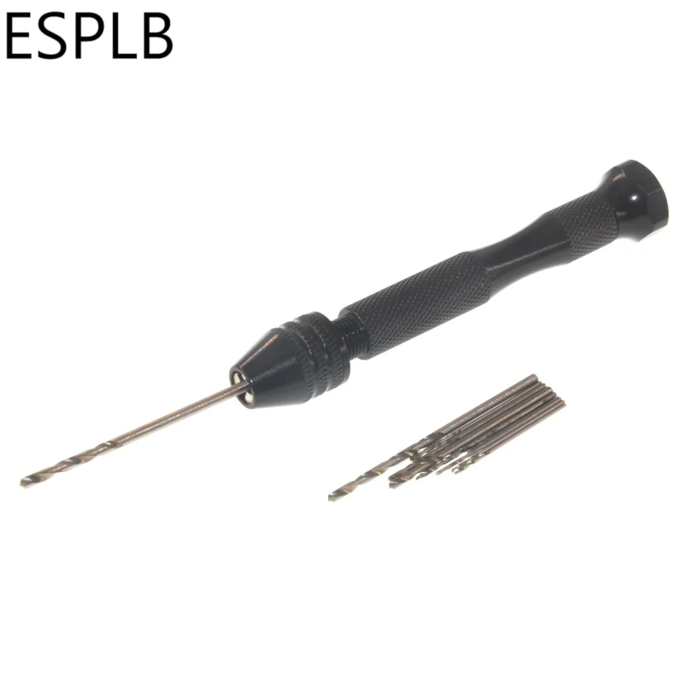 ESPLB Handbohrer mit 10 Stück/20 Stück Spiralbohrer Bit Drehwerkzeuge Mini Micro Aluminiumlegierung Hand zum Bohren in der Holzbearbeitung – Detail 3