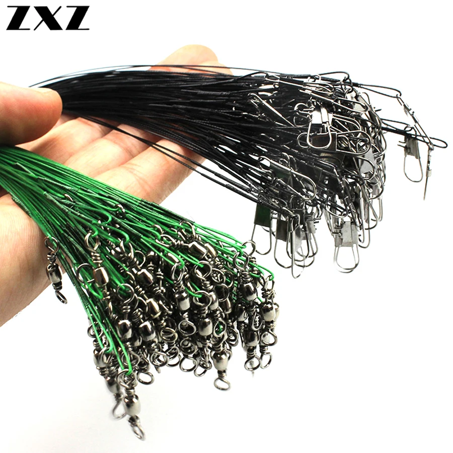 

100pcs Stainless Steel Braided Trace Fishing Wire Line Anti-bite Line Shock Spinning Leader Rigs Tapered Line Leash Snap Swivel