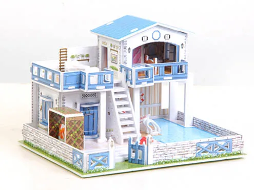 

mylb 3D Wood Puzzle DIY Model Kids Toy House Puzzle,puzzle 3d building,wooden puzzles Free Shipping