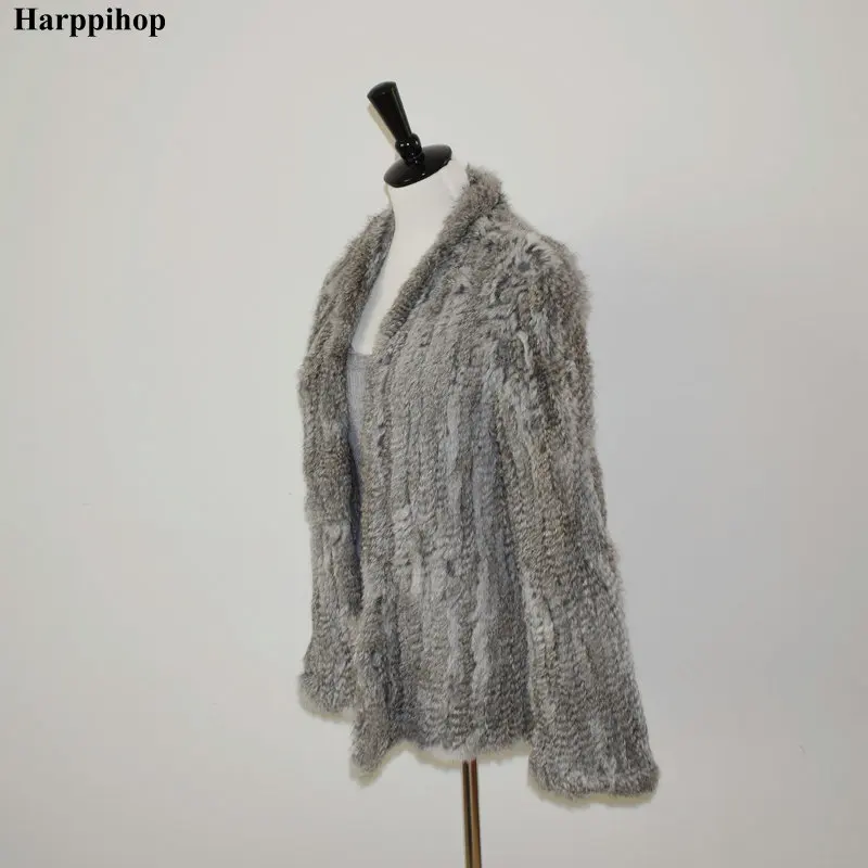 Free shipping women natural real rabbit fur jacket waistcoat/jackets rabbit knitted winter warm coat C01