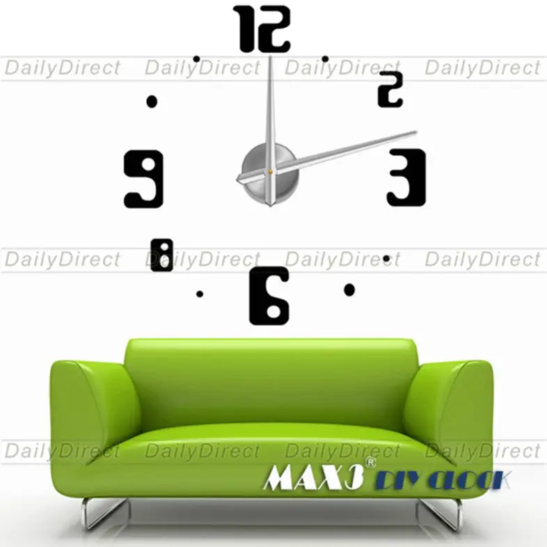 

1pc Adhesive 3D Frameless DIY Wall Clock Sticker Room Digit Dot Number 12S009