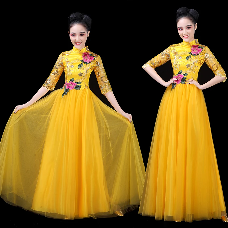 

Opening dance big skirt dress costumes adult choral service modern dance song dancers dance costume Chinese wind