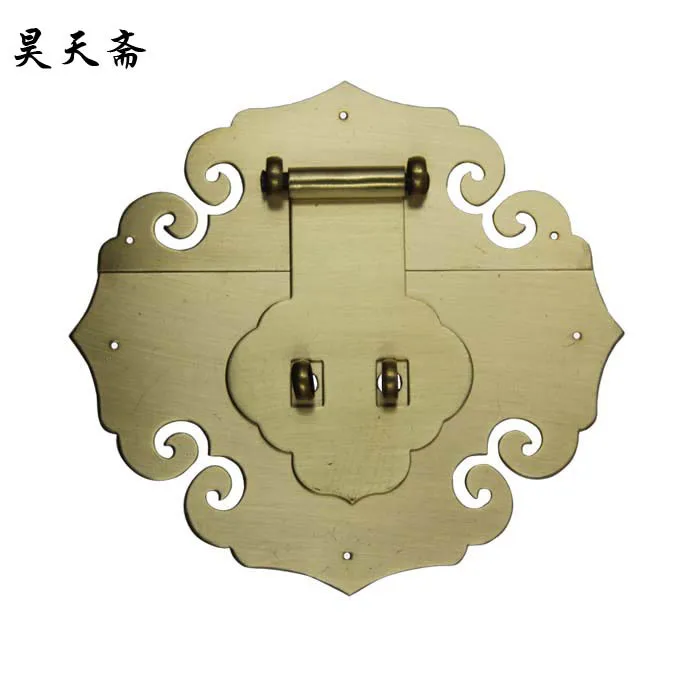 [Haotian vegetarian] copper antique Chinese wooden box padlock brand Ming and Qing classical accessories HTN-049 box brand