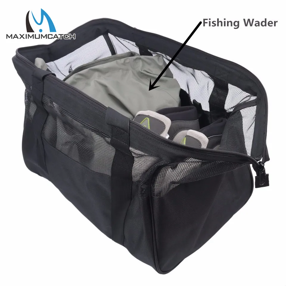 Maximumcatch 17.72*11.81*11.81 inch Fly Bag Mesh Fishing Wader Bag PVC mesh venting Fly Fishing Bag