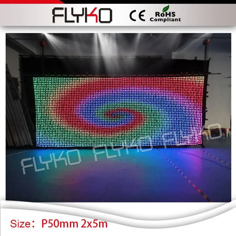 P5 2M by 5M black fabric led video curtain with PC controller stage indoor decoratioin