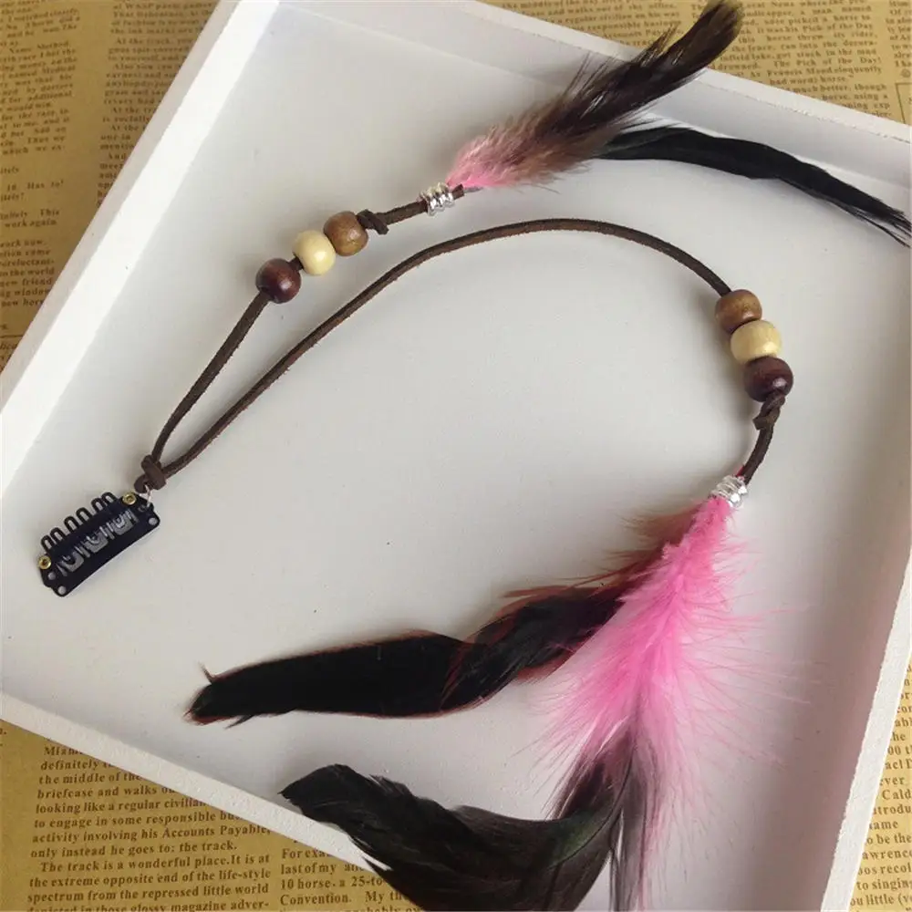 New Women Girls Headdress Hair Ornaments Bb Clip Feathers Indian Style Feather Hair Tassel Hair Piece Accessories Barrettes Hot