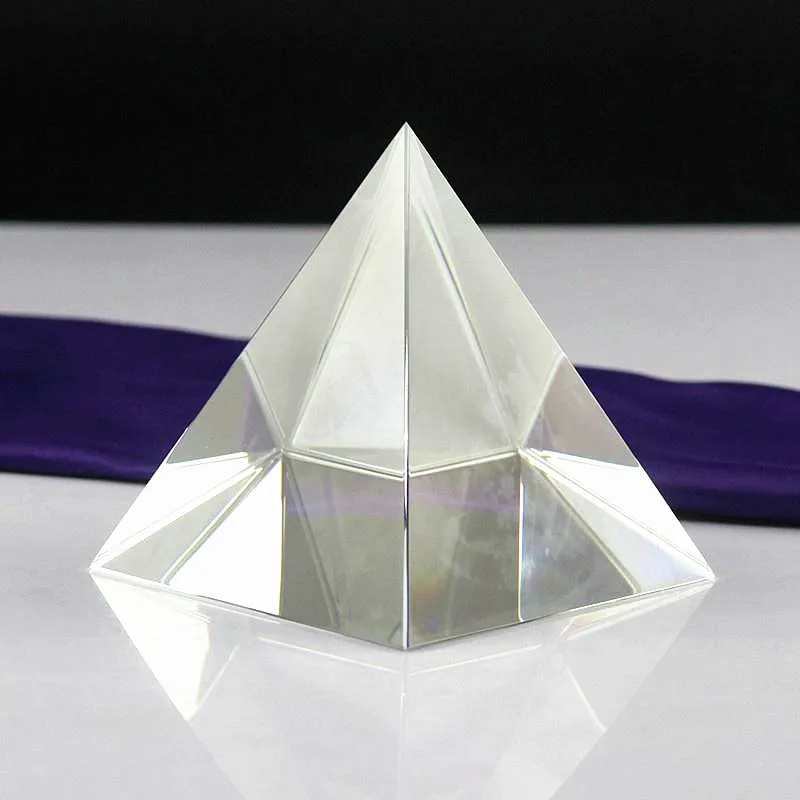 Modern K9 Crystal Egyptian Pyramid Paperweight Creative Home Ornament Decorative Craft Rainbow Maker Glass Cone-Shape Blank