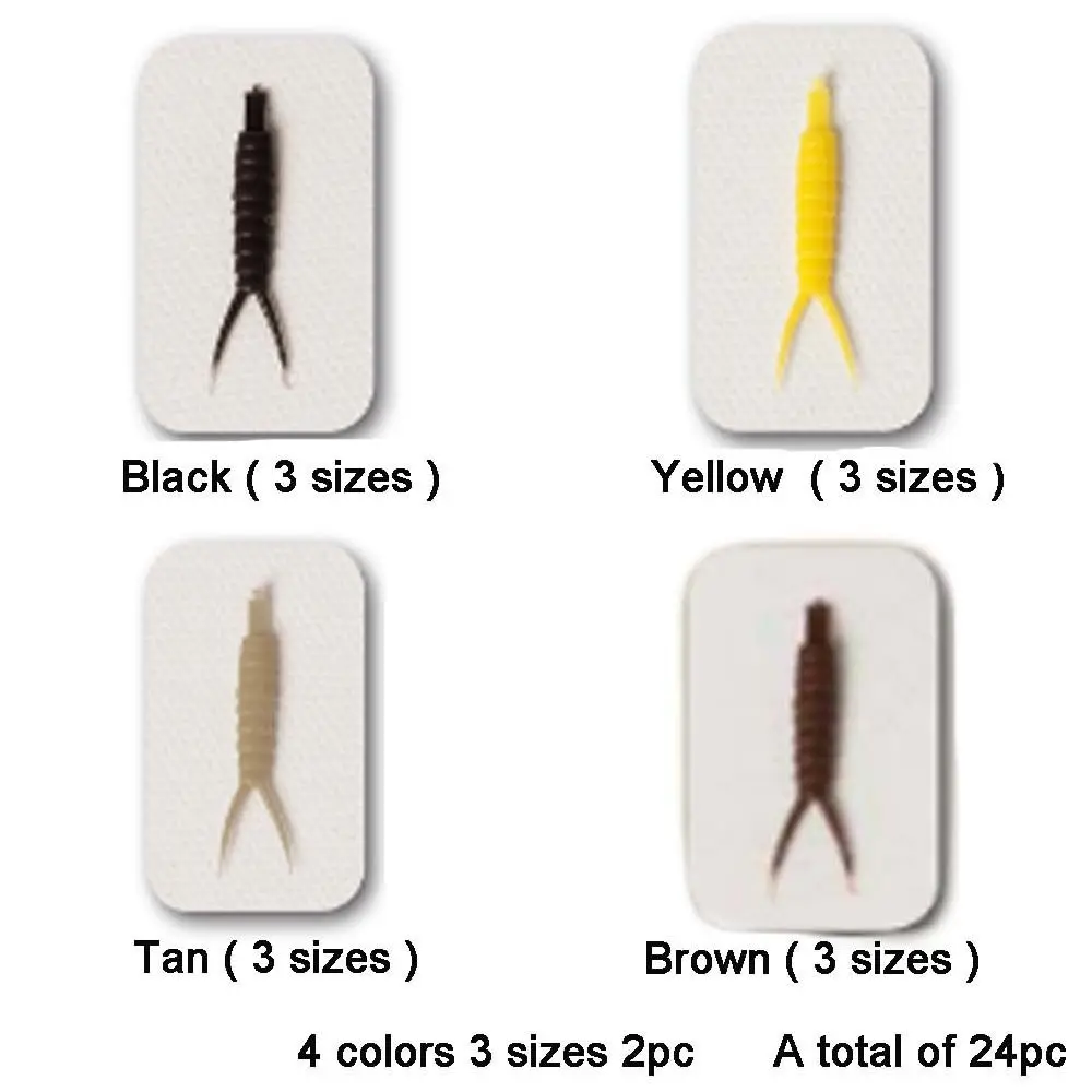 Riverruns Realistic Flies 24pc/Bag Stone Fly Nymph Body With Tail 4 Color 3 Size