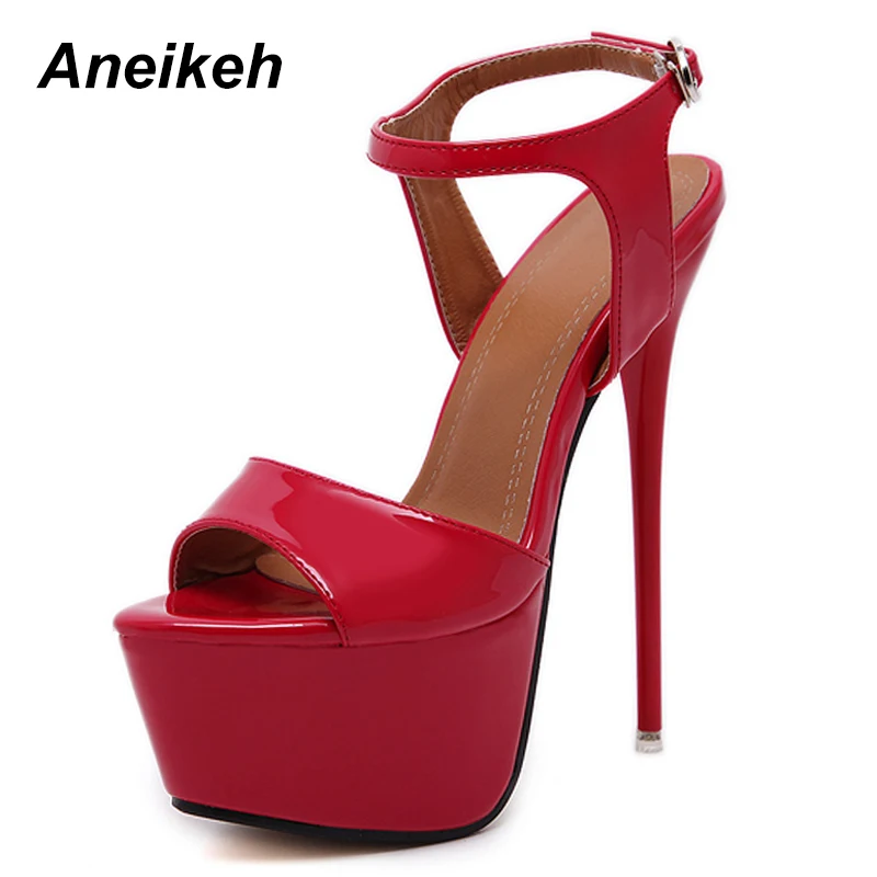 Aneikeh Big Shoe Size 41 42 43 44 45 46 16CM High Heels Sandals Summer Sexy Open Toe Party Dress Platform Gladiator Women Shoes