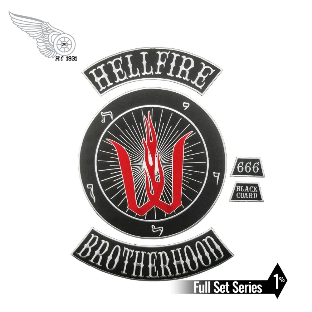 

Hellfires brotherhood motorcycle patch embroidery iron on custom for jacket clothing application free shipping