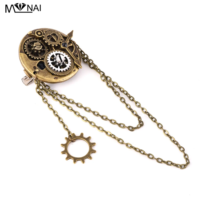 Fashion Lolita Girls Watch Gear Tassels Hairpin Hair Clip Cog Chains Steampunk Headwear Vintage Gothic Accessories