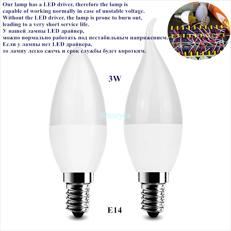 1 Piece E14 E27 SMD 2835 10 LED 3W LED candle bulb lamp light AC220V High Brightness LED Ceiling chandelier lighting desk lamp