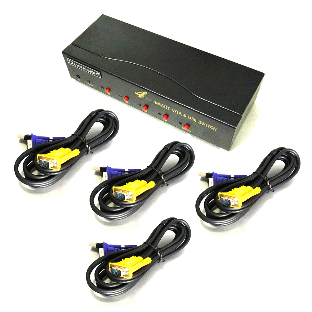 Charmvision UK401R 4 Ports PC hosts USB HUB KVM Switch Multi Computer USB2.0 HUB KVM Switcher with remote control Keyboard Mouse