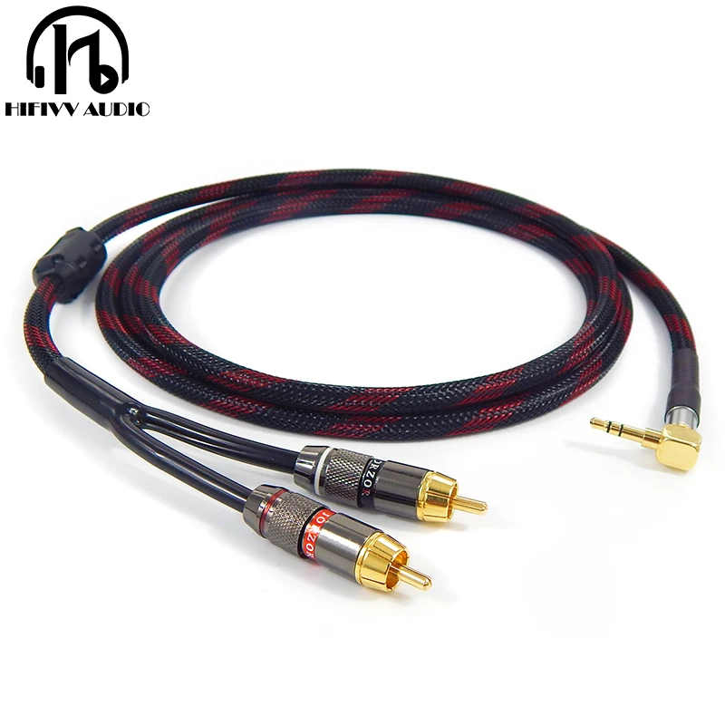 Kabel RCA HIFI dla wzmacniacze Audio linii przewód sygnałowy wtyczka JACK 3.5mm do podwójnego interfejsu RCA przewód AUX MP3