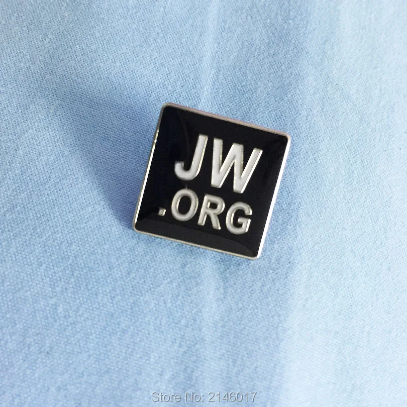 10pcs Wholesale JW.ORG Lapel Pins and Brooch Black Soft Enamel with Epoxy Silver Color Regalia Pin Badges