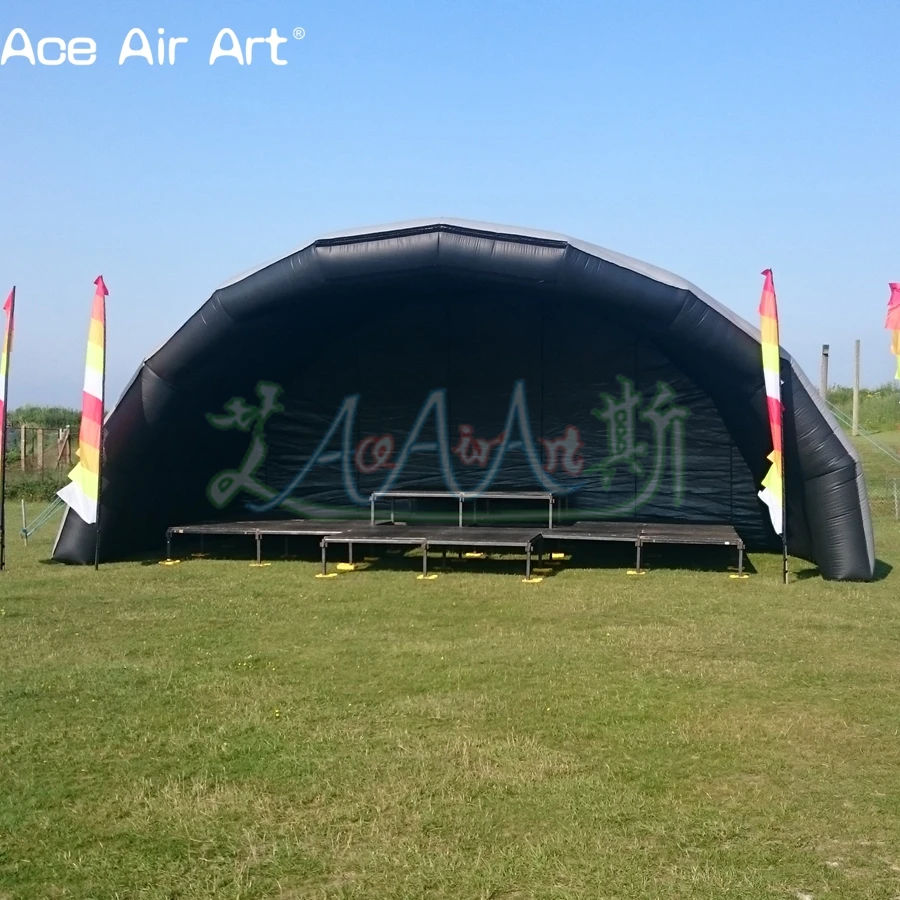 Giant And Portable Black Balloon Inflatable Stage Tent,Outdoor Stage Canopy House,Tunnel Tent With Free Blower For Sale