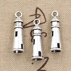 20pcs Charms Hollow 3D Lighthouse 25x8mm Antique Bronze Silver Color Pendants Making DIY Handmade Tibetan Bronze Jewelry