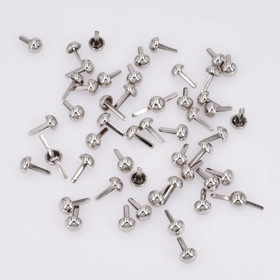 300pcs/lot Metal Crafts Round 7mm Mini Brads Scrapbooking Embellishment DIY Silver Plated