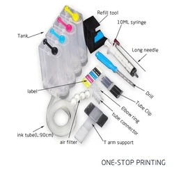 Sistema de suministro de tinta continua Universal, depósito de tinta con accesorios para todas las impresoras Canon, Brother, Epson, CISS, 4 colores