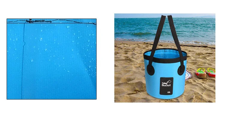 12L 20L tragbarer wasserdichter Wasserbeutel, faltbarer Eimer, Wasservorratsbehälter, Tragetaschen für Angeln, Camping, Wandern – Detail 8