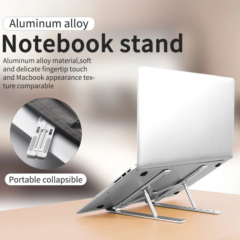 Aluminum Alloy Adjustable Laptop Stand Folding Portable for Notebook MacBook Computer Bracket Lifting Cooling Holder Non-slip