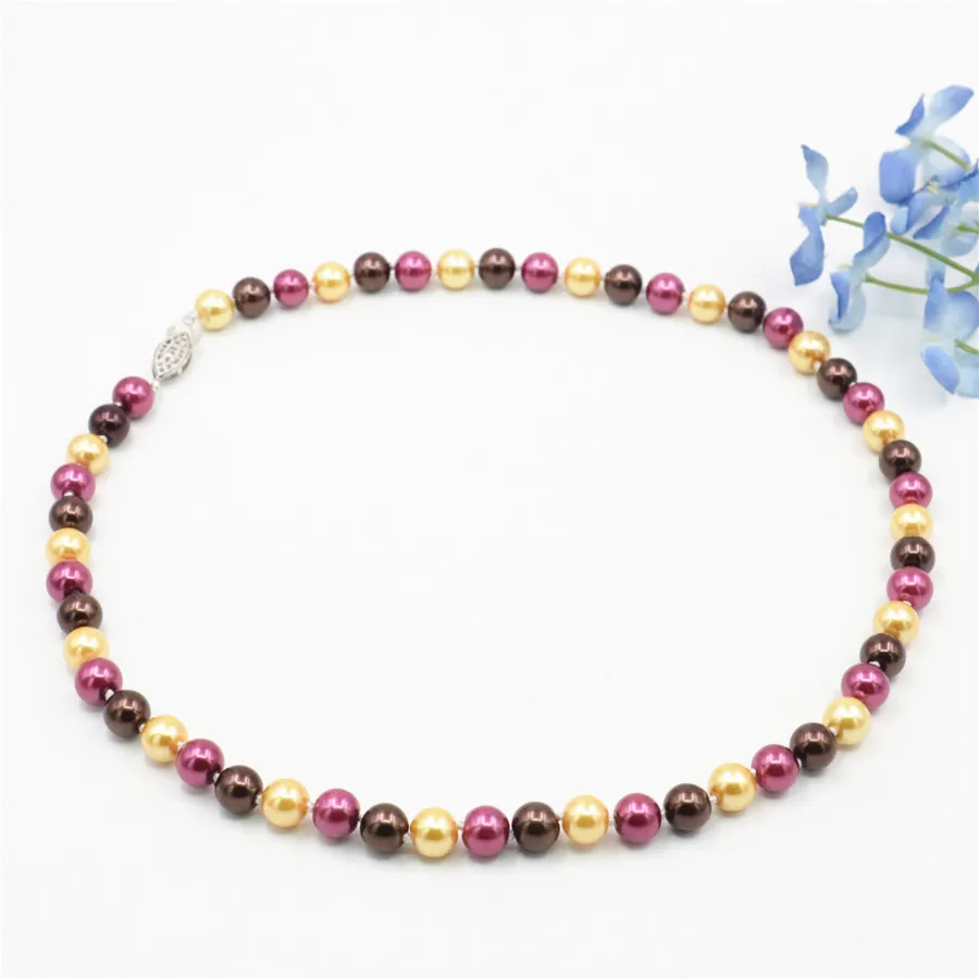 Hot Beautiful Fashion Jewelry Charming AAA+ 8mm South Sea Multicolor Shell Pearl Necklace Gifts For Girl Women 18\