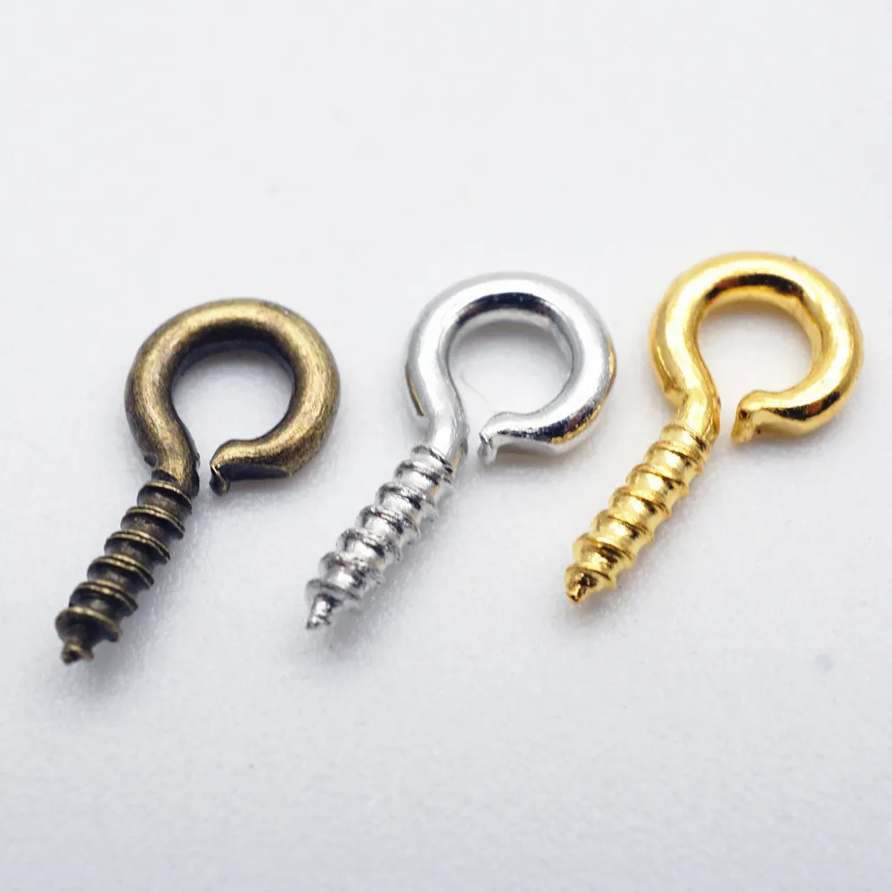 200PC/Lot Mini Eye Pins Eyepins Hooks Eyelets Screw Threaded Jewelry Pendant Clasps Tool Accessories DIY Metal Craft Supplies