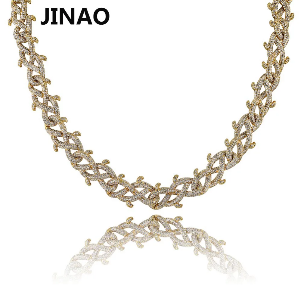 JINAO The New 18MM High Quality Cuban Chain Necklace Iced Out Bling Cubic Zircon Paved Gold Silver Color Hip Hop Charm For Gift