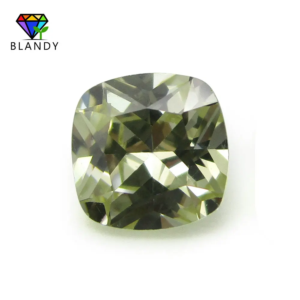 

50pcs/lot 5*5mm~12*12mm Peridot Yellow Cubic Zirconia Stone Cushion Cut 5A Quality Loose CZ Stone Synthetic Gems For Jewelry