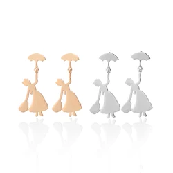 Earring Cute Umbrella Girl Statement Earrings Wedding Classic Jewelry Women Silver Color Small Stud Earrings Women Gift