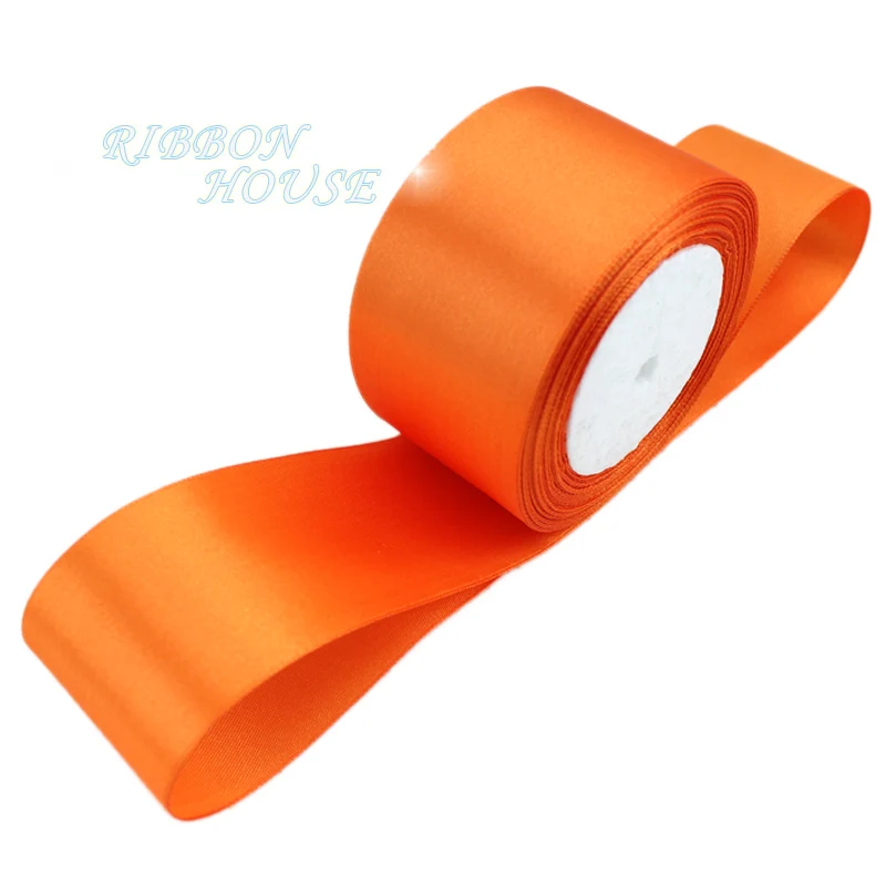 (25 yards/roll) Orange Single Face Satin Ribbon Gift Wrapping Christmas ribbons Wholesale