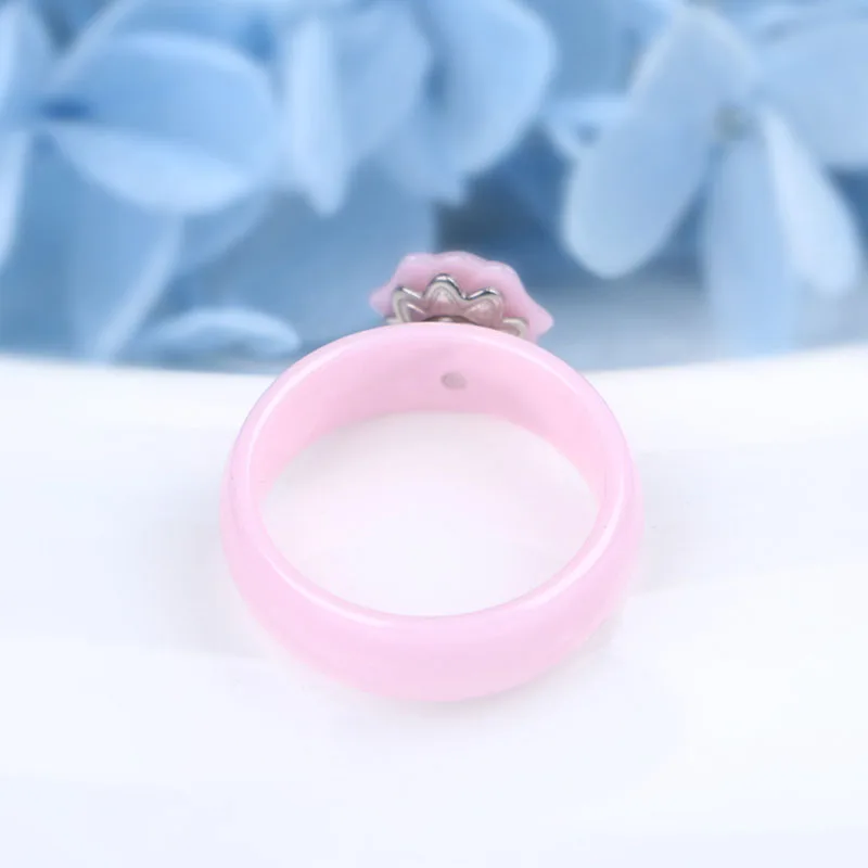 New Romantic Cut Jewelry Sets Wedding Jewelry Exquisite Handmade Rose Ceramic Material Zirconia Earring Ring Set Jewelry Gift