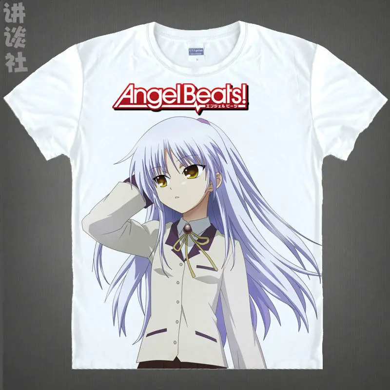 Coolprint Japanese manga Angel Beats T-Shirts anime shirt of Kanade Tachibana and Kanade, colorful Printing Shirt Novelty