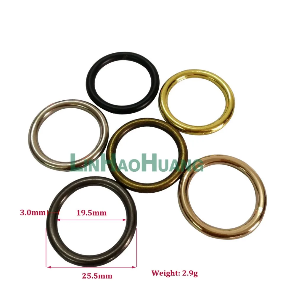 100pcs/lot 25mm round metal alloy DIY Leather Craft Bag Metal Loop Buckle Strap Accessories  6 colors