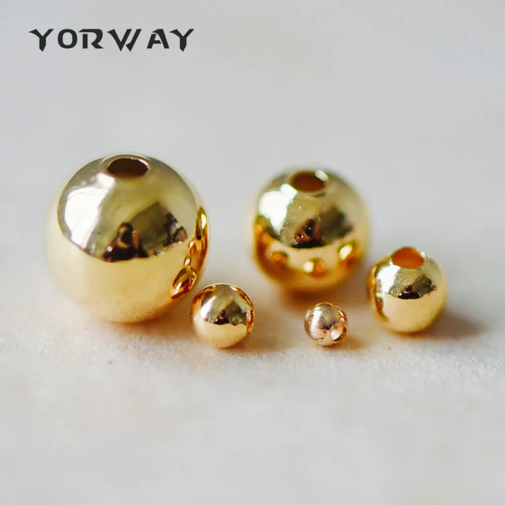 Gold Smooth Round Beads, 2/ 3/ 4/ 6/ 7/ 8mm, Gold Electroplated on Brass Spacers Wholesale (GB-019)