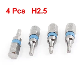 Uxcell 4Pcs Magnetic 2.5mm H2.5 Hex Head Screwdriver Bit Silver Tone Blue Repair Tool