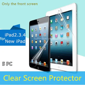 5PC/Pack good quality hd front clear protective film for ipad 2 3 4 screen protector carton package & can check online status