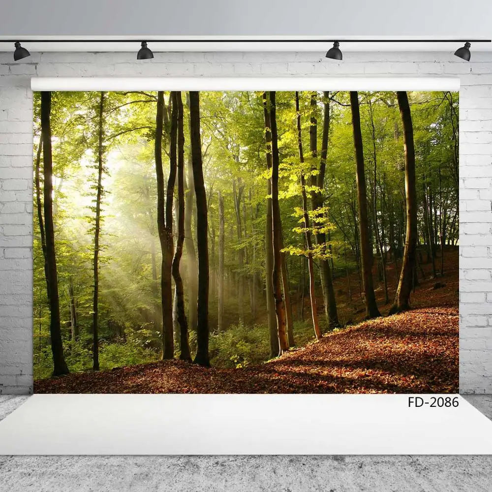 Forest Tree Sunlight Photography Backdrop Custom Fabric Background Photocall Photo Studio Decor Children Portrait Photocall Prop