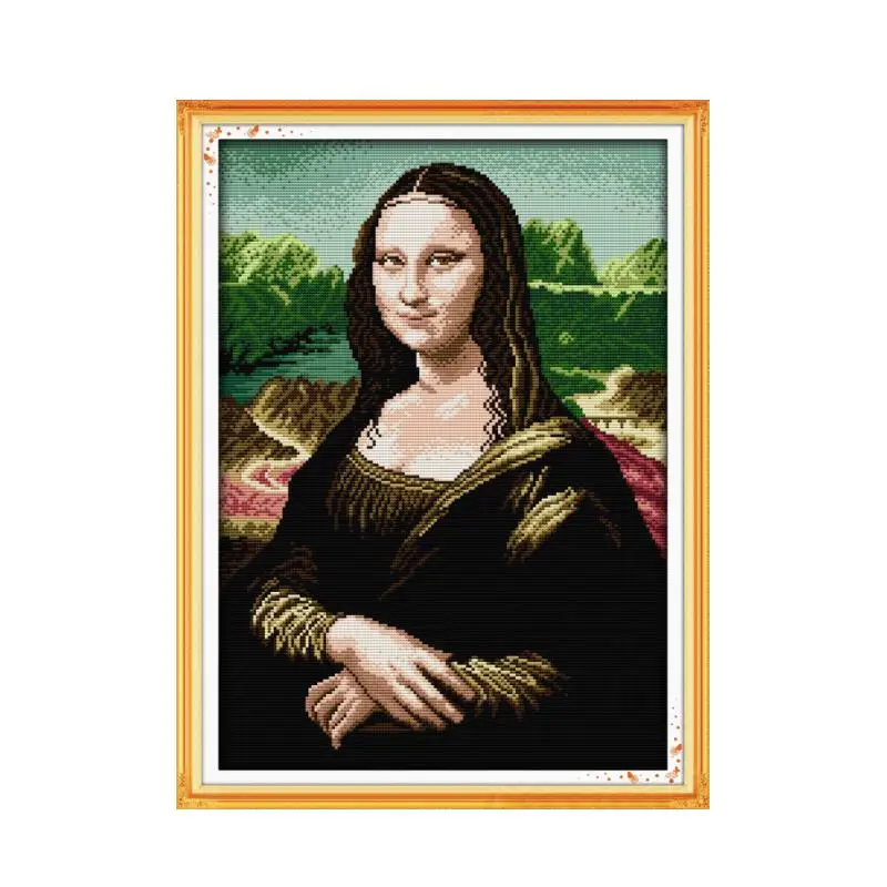 Mona Lisa World Famous Paintings Handmade Embroidery Cross Stitch Set Furniture Decoration Accessories Embroidery