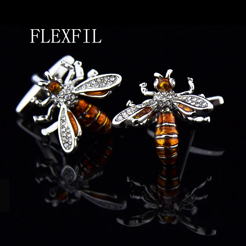 Jewelry shirt cufflinks for mens Brand Crystal Cuff link Wholesale Luxury Button Male High Quality Animal Bee Free Shipping