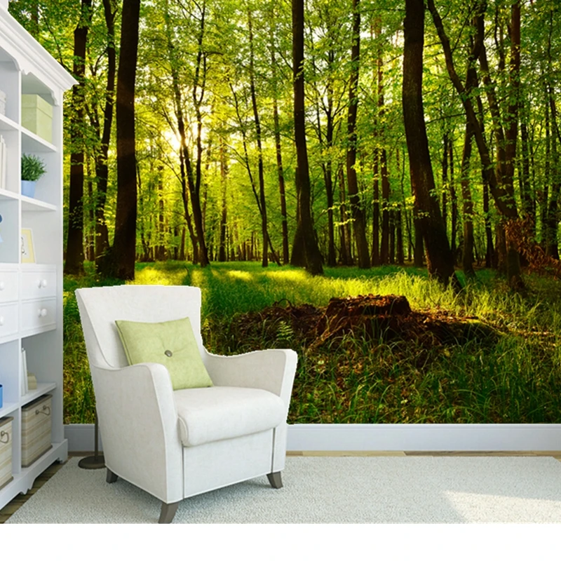 Custom natural scenery wallpaper,Sunlight through the woods,modern photo mural for living room bedroom wall PVC wallpaper