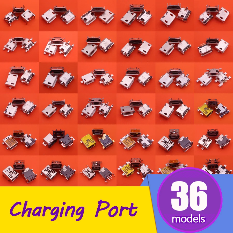 36models mini micro usb usb jack connector 5/7pin charging port stock plug for Samsung HTC Lenovo ZTE mobile phone tablet pc mid