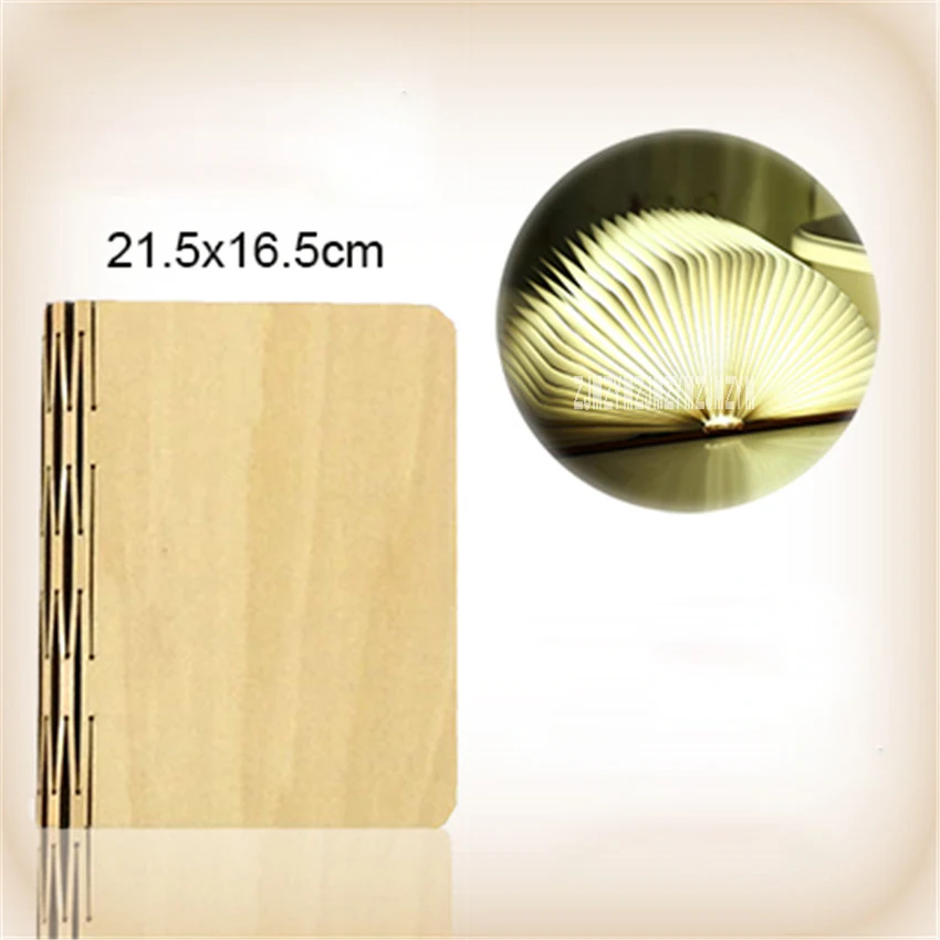 Portable Folding LED Book Design Wooden Material Light Reading Lamp Bedroom Pendant Lamp USB Rechargeable Lamp 3.7V 5W Hot Sale